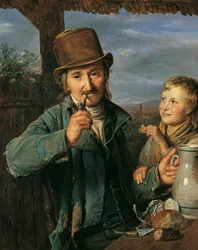 Taglöhner mit seinem Sohn
