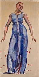 Figur, die in die Unendlichkeit blickt