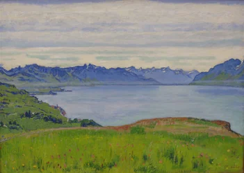 Landschaft am Genfersee mit Blick auf das Wallis