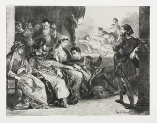Hamlet: Hamlet befiehlt den Schauspielern, eine Szene aus der Vergiftung seines Vaters zu spielen, 1834
