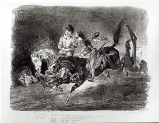Mephistopheles und Faust reiten in der Nacht, Illustration für Faust von Goethe, 1828