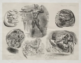 Blatt mit sechs antiken Medaillen, 1825