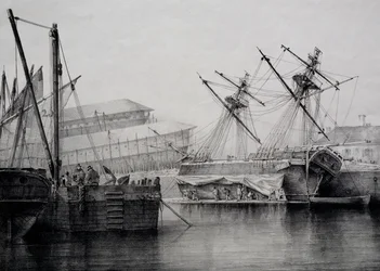 Brigantine, Lithographie von Ferdinand Perrot