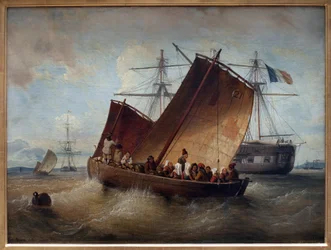 Boot von Plougastel. Gemälde von Ferdinand Perrot (1808-1841).