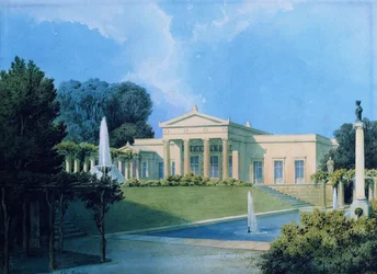 Ansicht von Charlottenhof vom Garten aus, 1855