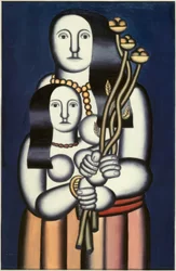 Zwei Frauen auf blauem Grund