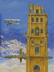 Turm mit Flugzeug