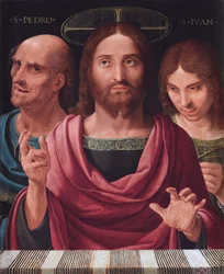 Salvator Mundi zwischen den Heiligen Petrus und Johannes, um 1507