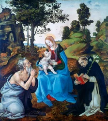 Die Jungfrau und das Kind mit den Heiligen Hieronymus und Dominikus, ca. 1485