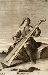 Mann spielt Monochord