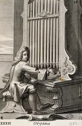 Mann spielt Orgel