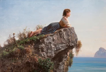 Das Mädchen auf dem Felsen in Sorrent