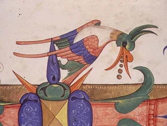 Missale 515 f.72v Fantastischer Vogel, Detail der Dekoration aus einem historisierten Initial 