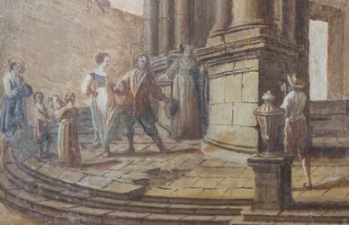 Genrebild, Detail der Fensterläden des Salons, Königinnenwohnung, Jagdresidenz, von Filippo Juvarra, Stupinigi, Piemont, Italien