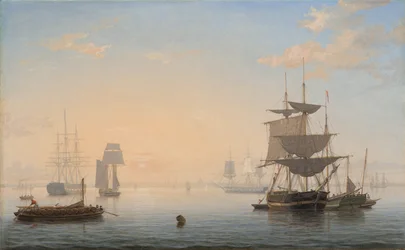 Hafen von Boston, mit der Stadt in der Ferne