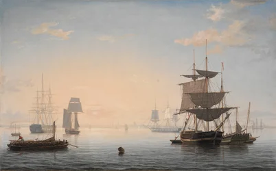 Hafen von Boston, mit der Stadt in der Ferne, ca. 1846-47