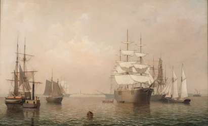 Kaufleute vor dem Hafen von Boston, 1863