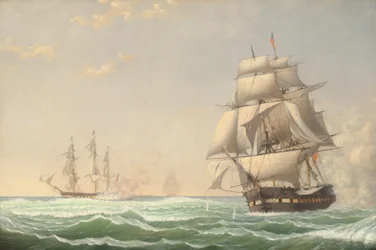 Die Fregatte Präsident der Vereinigten Staaten im Kampf mit dem britischen Geschwader, 1815, 1850