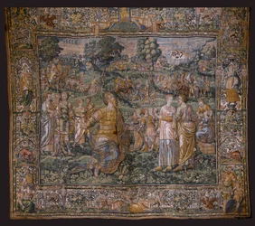 Flämischer Wandteppich. Serie: Die Geschichte von Abraham. Die Berufung Abrahams. Ca. 1575-1600