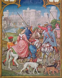 Fol.8v Monat August: Aufbruch zur Jagd, aus dem Breviarium Grimani, ca. 1515