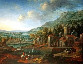 Landschaft mit Reitern