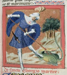 St. Georg und der Drache, aus Die Goldene Legende von Jacobus de Voragine (ca. 1228-98)