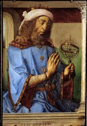 Porträt von Ptolemaios (Claudius Ptolemaeus, ca. 90-168), griechischer Astronom. Gemälde von Pedro Berruguete (ca. 1450-vor 1504) und Justus von Gent (1435-1480)