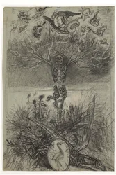 Definitive Zeichnung für das Frontispiz Les Épaves von Charles Baudelaire