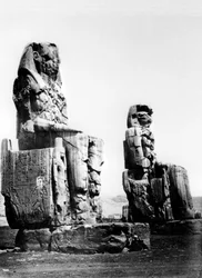 Die Kolosse von Memnon, Theben, Nubien, Ägypten, 1878