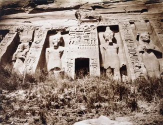 Abou-Sembil, Petit Speos, zentrale Partie der Fassade, um 1853-54