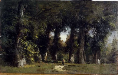 Waldrand (Vorderseite), Belebte Landschaft (Rückseite), zwischen 1850 und 1860