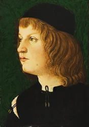 Porträt eines Jugendlichen, Brustbild, mit dunkler Mütze, ca. 1475