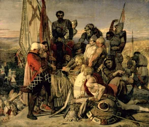 Der Körper von Harold vor Wilhelm den Eroberer gebracht