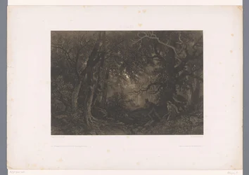 Räuber lauern einer Kutsche im Wald auf (Verhalende voorstellingen)