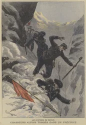 Französische Gebirgsjäger stürzen über einen Abgrund