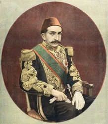 Porträt von Abdul-Hamid Khan, Sultan des Osmanischen Reiches 1897 (Gravur)