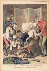 Karikatur des Dreibundes zwischen Deutschland, Österreich und Italien, aus „Le Petit Journal“, Juni 1896