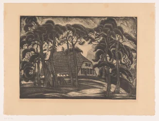 Haus zwischen Bäumen
