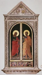 St. Markus (links) und St. Petrus. Geschlossener Tabernakel der Linaioli