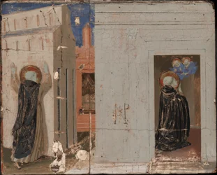 Die Vision von Papst Innozenz III.; Heilige Petrus und Paulus erscheinen dem heiligen Dominikus