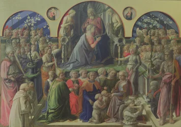 Krönung der Jungfrau mit Heiligen und Engeln, 1441-47