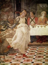 Salome tanzt beim Fest des Herodes, Detail des Freskenzyklus der Leben der Heiligen Stephanus und Johannes der Täufer aus der Hauptkapelle, 1452-64 (Detail)