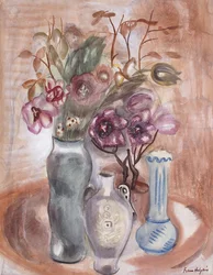 Stillleben mit Blumen und Vasen