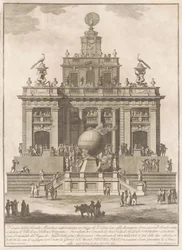 Die Seconda Macchina für die Chinea von 1785: Ein Lustschloss mit einem Heißluftballon