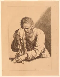 Weinender alter Mann, nach einer Zeichnung von Guercino