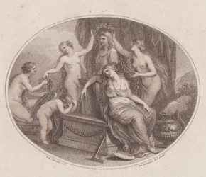 Die Grazien krönen die Büste von Raphael