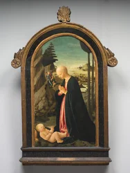 Madonna und Kind mit Tobias und dem Engel Raphael, ca. 1470