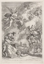 Der heilige Gregor der Große und der heilige Hieronymus beten für die Seelen im Fegefeuer