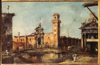 Ansicht des Arsenals in Venedig (Öl auf Leinwand, ca. 1780)