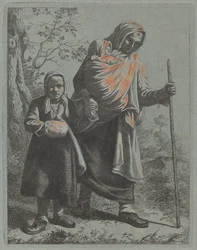 Bäuerin mit Baby und kleinem Mädchen, 1760-1764